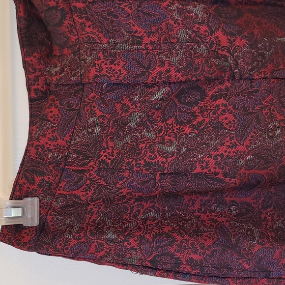 Free People Red Jacquard Pleated Dress Pants Size 4 - Picture 2 of 9